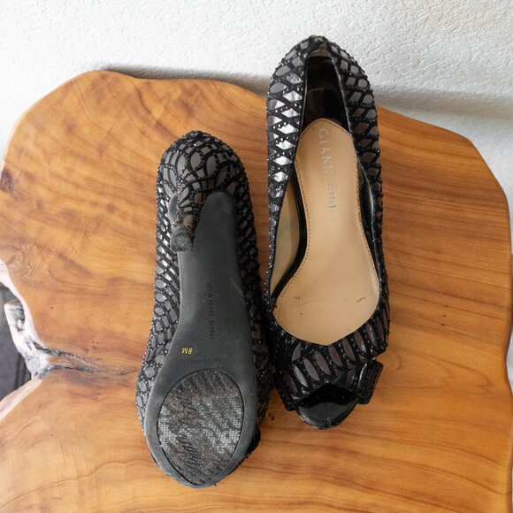 Gianni Bini Size 8 Kristina Peep Toe Heels | Black Brown Gray - Picture 6 of 8